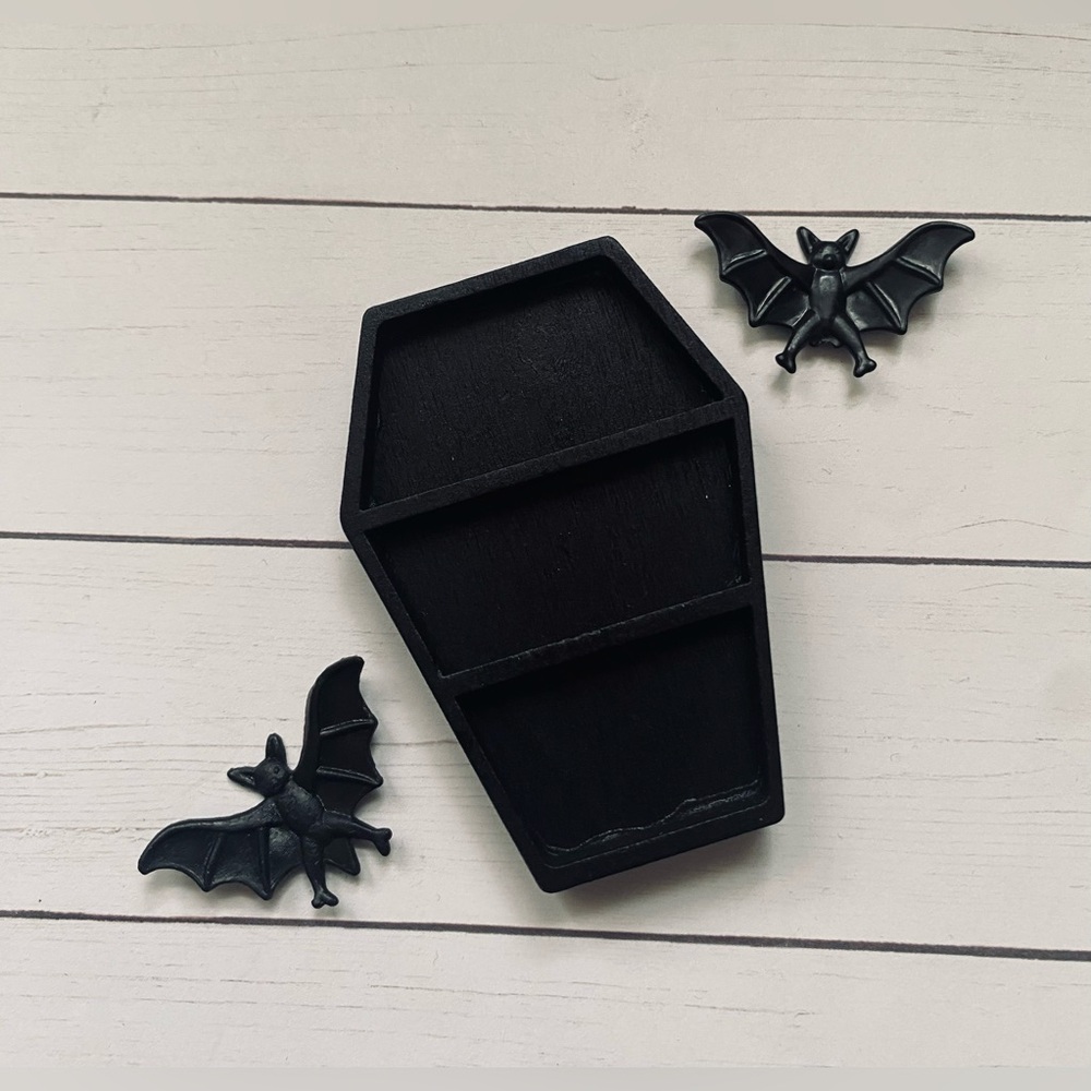 Dollhouse Mini Wooden Coffin Wall Decor Miniature Gothic Shelf